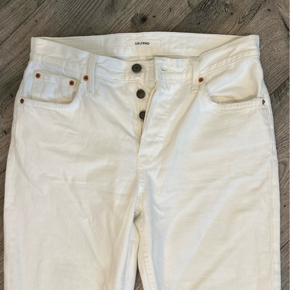 GRLFRND Tatum Button Fly Mid Rise Raw Hem White Denim Ankle Jeans- Size 26 - Picture 6 of 16